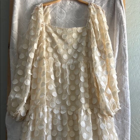 Perfectly Priscilla Dresses & Skirts - Elegant Cream Polka Dot Dress